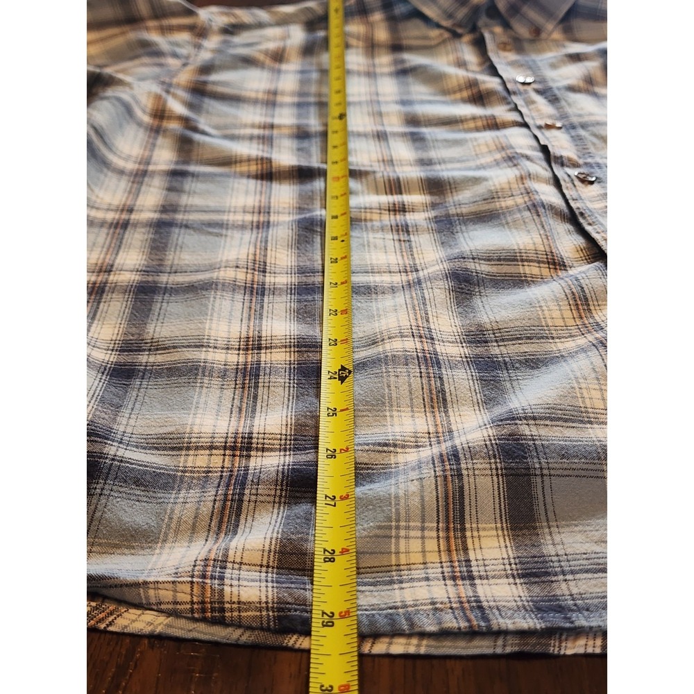 Bit & Bridle Men's Short Sleeve Shirt Size XL Blue Plaid Button Up Western Wear - Picture 6 of 6
